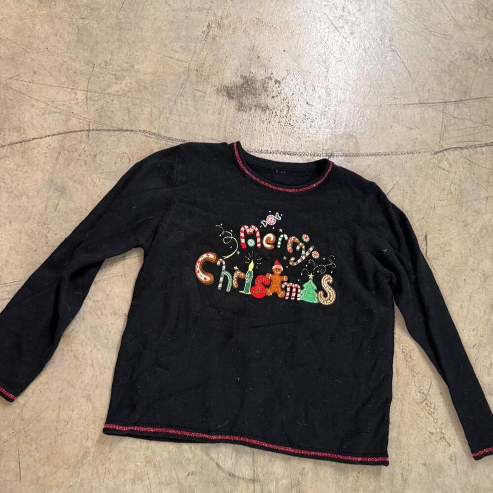Christmas Sweater stitched letters